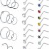 Wholesale SCERRING Scerring 18 Gauge Nose Rings Hoop Stainless Steel Bone L Shaped Screw 1.5-4Mm Cz Nose Studs Cartilage Daith Tragus Ear Piercing Ring Hoop Body Jewelry Set 6-32Pcs