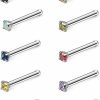 New Ruifan Ruifan 10Pcs 20G Surgical Steel Mix Color Diamond Cz Nose Stud Rings Bone Pin Piercing Jewelry 1.5Mm 2Mm 2.5Mm 3Mm