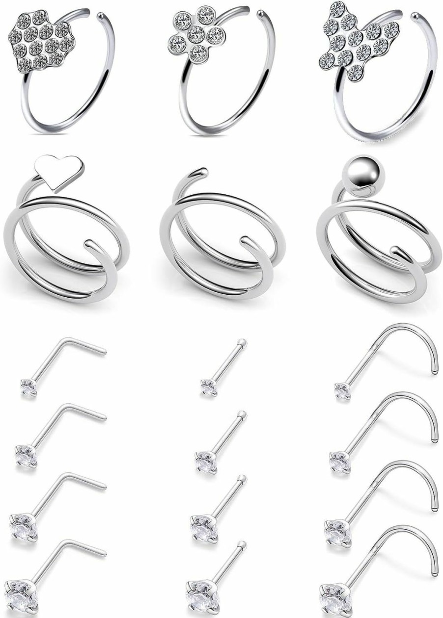 New Pnsgisr Pnsgisr Nose Rings Nose Studs Nose Ring Nose Piercings Nose Rings Hoops Double Nose Ring For Single Piercing Double Hoop Nose Ring Nose Rings Studs Nose Rings For Women Nose Piercing Jewelry Nose Stud