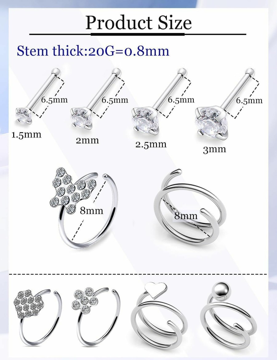 New Pnsgisr Pnsgisr Nose Rings Nose Studs Nose Ring Nose Piercings Nose Rings Hoops Double Nose Ring For Single Piercing Double Hoop Nose Ring Nose Rings Studs Nose Rings For Women Nose Piercing Jewelry Nose Stud