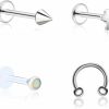 Clearance TGNEL 3Pcs/4Pcs 20G/18G/16G G23 Titanium Press Fit Threadless Push Pop In/Internally Threaded Tragus Earrings Labret Lip Monroe Tragus Earring Stud Hypoallergenic L Shape Straight Screw Nose Rings Hoops Nostril Piercing Jewelry Sets