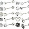 Clearance NewZenro Newzenro 10 Pairs 16G Ear Cartilage Helix Surgical Stainless Steel Cubic Zirconia Stud Cartilage Earrings Huggie Screw Backs Ear Tragus Auricle Cute Love Heart Flower Barbell Piercing Set 4Mm