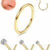 New Purbeaut Purbeaut 4Pcs 16G/20G Nose Rings Hoops Nose Rings Studs 316L Surgical Stainless Steel Nose Ring Gold Nose Ring L Shape Screw Nose Rings Studs 1.5/2/3Mm Cz Sets For Women Men