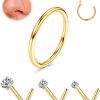 Hot Purbeaut Purbeaut 4Pcs 16G/20G Gold Nose Hoop Nose Studs 316L Surgical Stainless Steel Nose Ring Gold Nose Ring L Shape Screw Nose Rings Studs 1.5/2/3Mm Cz Sets For Women