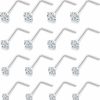 Clearance Generic Lsnevsie 18G 20G 22G Surgical Steel Opal Nose Rings Studs For Women Men Nose Piercing Jewelry Top Diamond 1.5Mm 2Mm 2.5Mm 3Mm 16Pcs