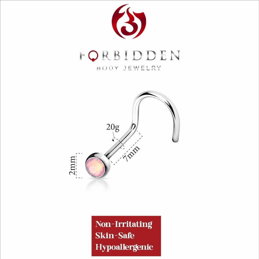 Best Forbidden Body Jewelry Forbidden Body Jewelry 20G Surgical Steel Opalite Gemstone Top Nose Screw