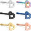 Clearance Ruifan Ruifan 20G 18G Surgical Steel Heart Nose Stud Rings Bone Pin Piercing Jewelry 3-6Pcs