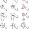 Online FASACCO Fasacco 12Pcs 20G Nose Rings Studs For Women L-Shape Nose Rings Stainless Steel Dangle Nose Rings Moon Star Heart Cz Nose Rings Piercing