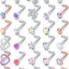 Clearance Prjndjw Prjndjw 20G 18G Nose Rings Studs Surgical Steel Nose Stud Glow Dark Heart Opal Cz Flower Nose Piercing Jewelry Nose Rings For Women Straight Screw L Shaped Nose Rings Hypoallergenic Nose Piercing Kit