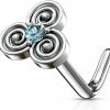 Clearance Amelia Fashion Amelia Fashion 20 Gauge Cz Centered Stacked Circles Nose Stud L Bend 316L Surgical Steel (Choose Color)