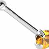 Wholesale Jewelry Avalanche Jewelry Avalanche 22G Solid 14Kt Gold Nose Bone Stud With Prong Set Real Citrine Gemstone, 14Kt Yellow Gold Or 14Kt White Gold - November Birthstone Nose Ring