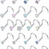 New Prjndjw Prjndjw 20G Nose Rings Studs For Women Men Surgical Steel Hypoallergenic Indian Nose Ring Cute Cz Diamond Small Silver Heart Star Opal L Shape 20 Gauge Hight Nostril Nose Piercing Jewelry 21Pcs