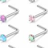 New LOYALLOOK Loyallook 8Pcs Nose Rings Studs Titanium Nose Rings Cz Opal L Shaped Screw Studs Rings For Women Nose Screw Studs 18G/20G Samll Nose Stud Corkscrew Nose Rings Piercing Jewelry, 2Mm