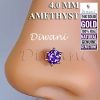 New DIWANI Diwani 14K Gold 4.0Mm Natural Amethyst Gemstone Engagement Wedding Nose Lip Labret Monroe Body Piercing Ring Stud Pin Screw (0.230 Cents, Color- Purple) 18 Gauge Thick 8.0Mm Length Screw Back Post