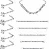 Clearance ZS Zs 20G L Shaped Nose Studs With Chain, 2Mm Cz Corkscrew Nose Rings Studs, Stainless Steel Double Nose Piercing Jewelry For Women