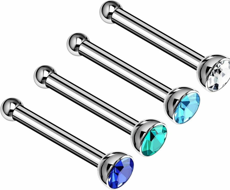 Clearance Generic 4Pcs Surgical Steel Nose Rings Studs 20G 9/32 7Mm 2Mm Earrings Piercing Jewelry Pick Size