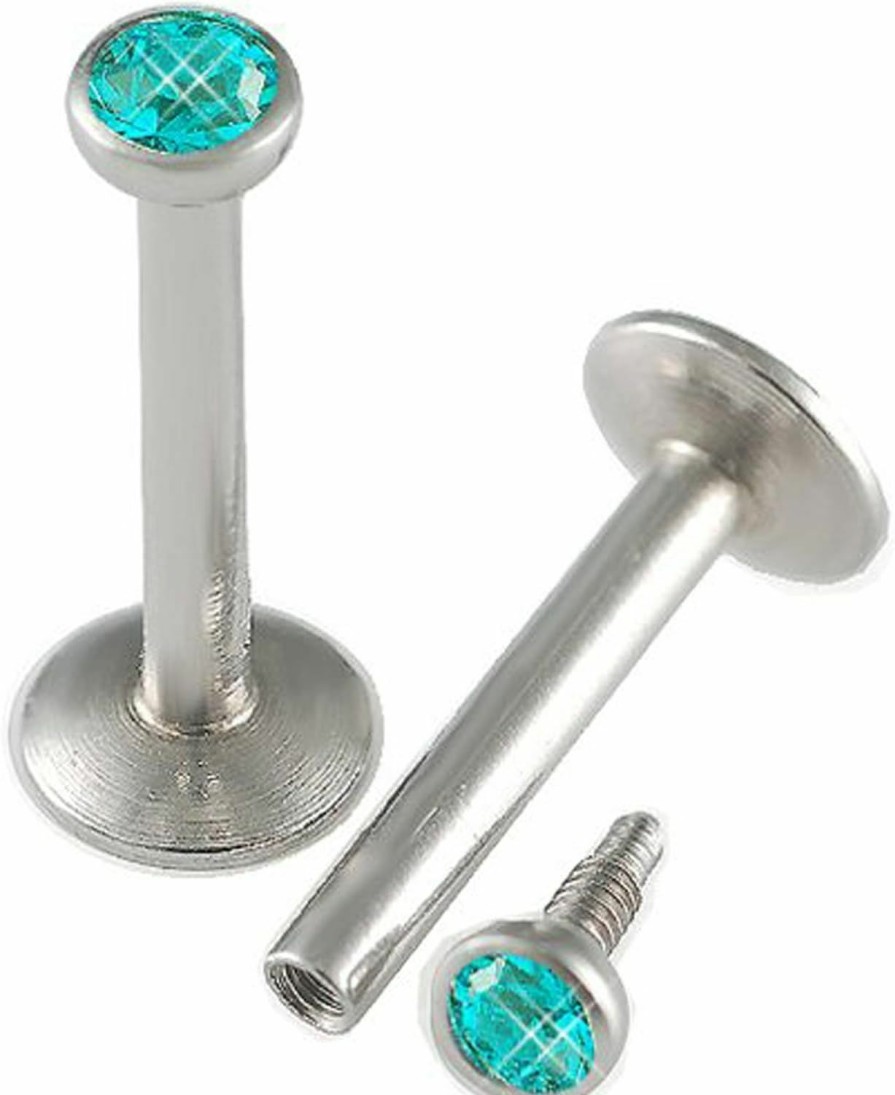 Wholesale Amazon 16G 5/16 Inch Surgical Steel Balls 2Mm Crystal Internal Blue Zircon Piercing Set