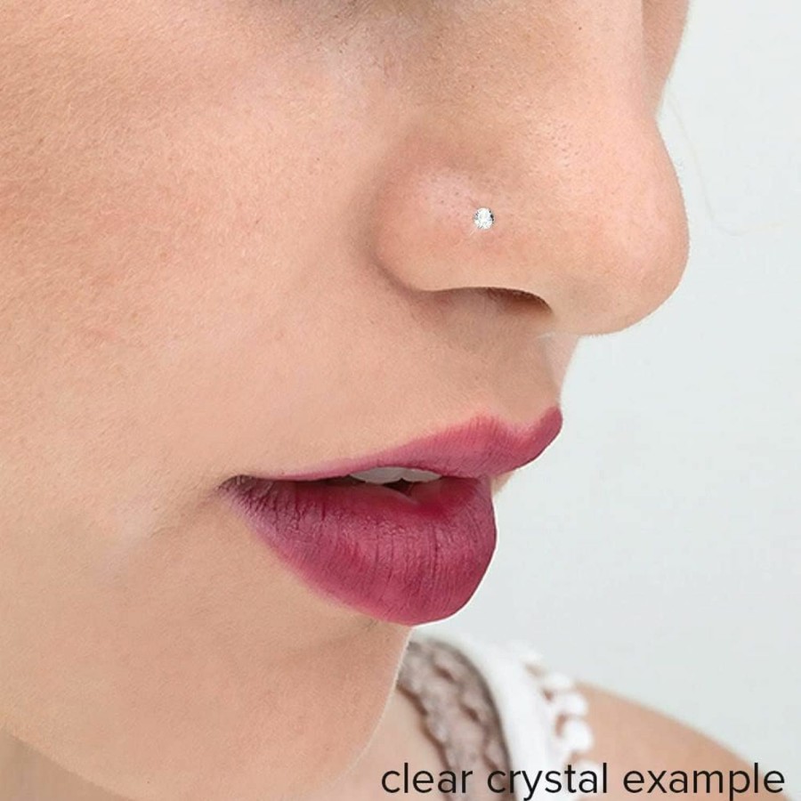 Clearance Evonix Evonix Crystal L-Shape Nose Ring 20G Bend Flexible Bioflex Small Plastic Nostril Stud Clear 2.5Mm