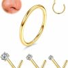 Wholesale Purbeaut Purbeaut 4Pcs 16G/20G Nose Rings Hoops Nose Rings Studs 316L Surgical Stainless Steel Nose Ring Gold Nose Ring L Shape Screw Nose Rings Studs 1.5/2/3Mm Cz Sets For Women