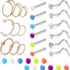 Clearance FECTAS Fectas 20G Nose Rings Hoop Surgical Steel Nose Studs Screw Nostril Piercing Piercing Ring Hoops Jewelry Set For Women Men 8/10/12Mm