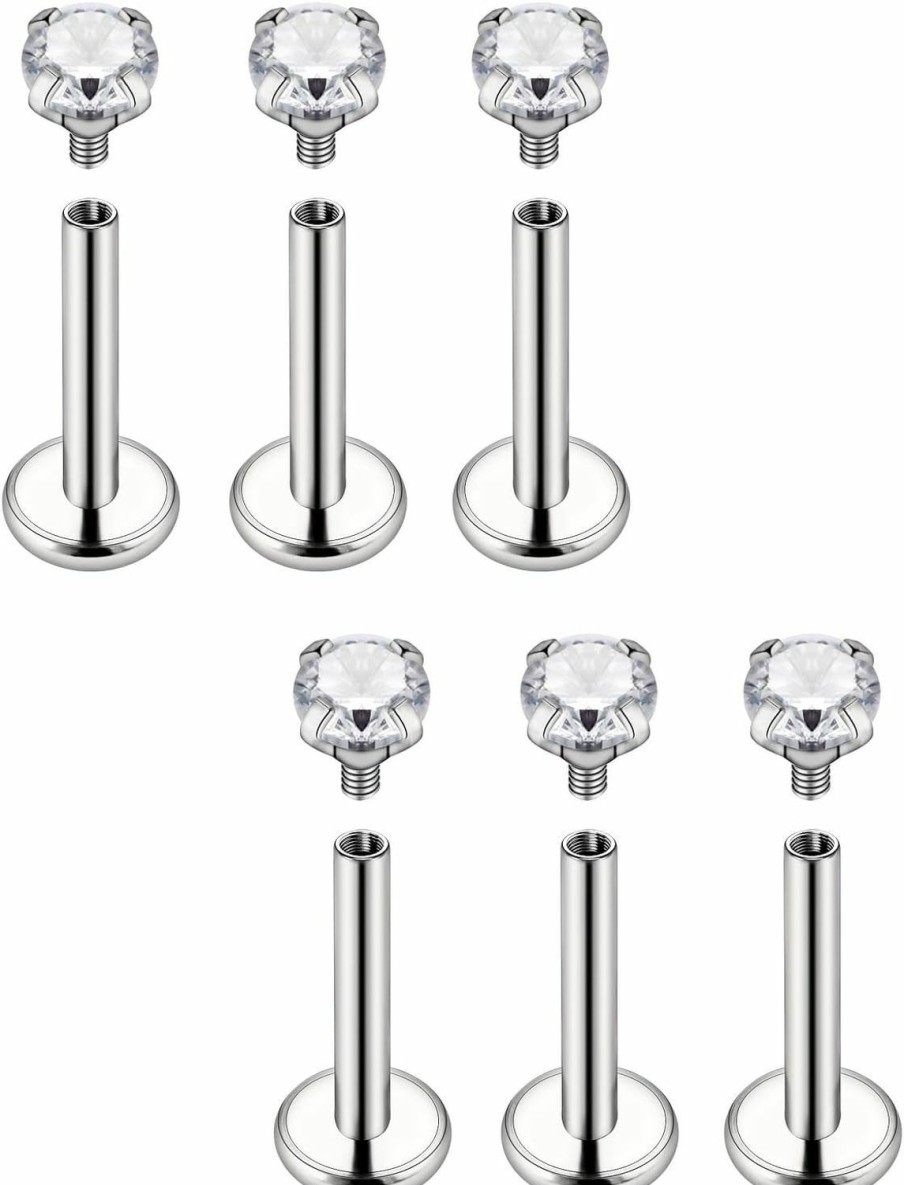 Hot Kridzisw Kridzisw 20G 18G Titanium Nose Rings Studs Internally Threaded Hypoallergenic Implant Grade Surgical Steel Nose Studs Flat Back Cartilage Tragus Helix Earrings Piercing Jewelry For Sensitive Skin