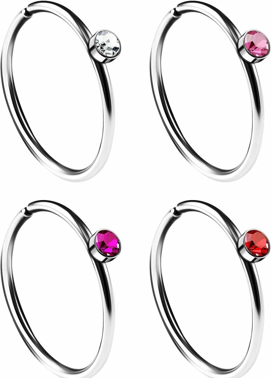 Wholesale Generic 4Pcs Surgical Steel Fake Nose Rings Studs 20G 2Mm Crystal Ball Earrings Piercing Jewelry Pick Size And Color