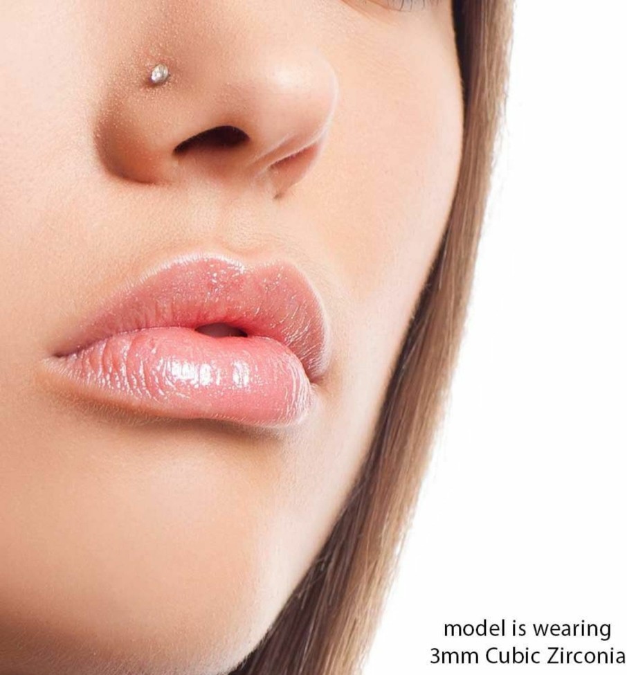 Hot FreshTrends Freshtrends Cubic Zirconia Nose Ring Stud - Nickel-Free 14K White Gold Twist Screw Nose Ring 18 Gauge