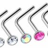 Best Generic 5Pcs Steel 18G 9/32 7Mm Nose Jewelry L Shape Piercing Jewelry 2.5Mm Crystal Ball More Choices