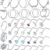 New Kridzisw Kridzisw 18G 20G Heart Star Cz Nose Rings Hoop Stainless Steel L-Shaped Nose Rings Studs Tragus Cartilage Helix Earrings Piercing Hoop 22Pcs-41Pcs