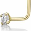 Wholesale Lavari Jewelers Lavari Jewelers 0.01 To 0.07 Carat Lab Grown Diamond L-Shaped Nose Ring In 14K White Or Yellow Gold (D-E, Vvs1-Vvs2 To I2-I3, Cttw) 20 Gauge Nose Ring 1.3 To 2.7 Mm