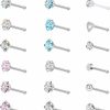 Wholesale ZS Zs 20G Nose Rings Studs, Surgical Steel Corkscrew Nose Ring L Shaped Nose Stud, Cz Heart Cross Nostril Bone Nose Piercing Jewelry For Women Men