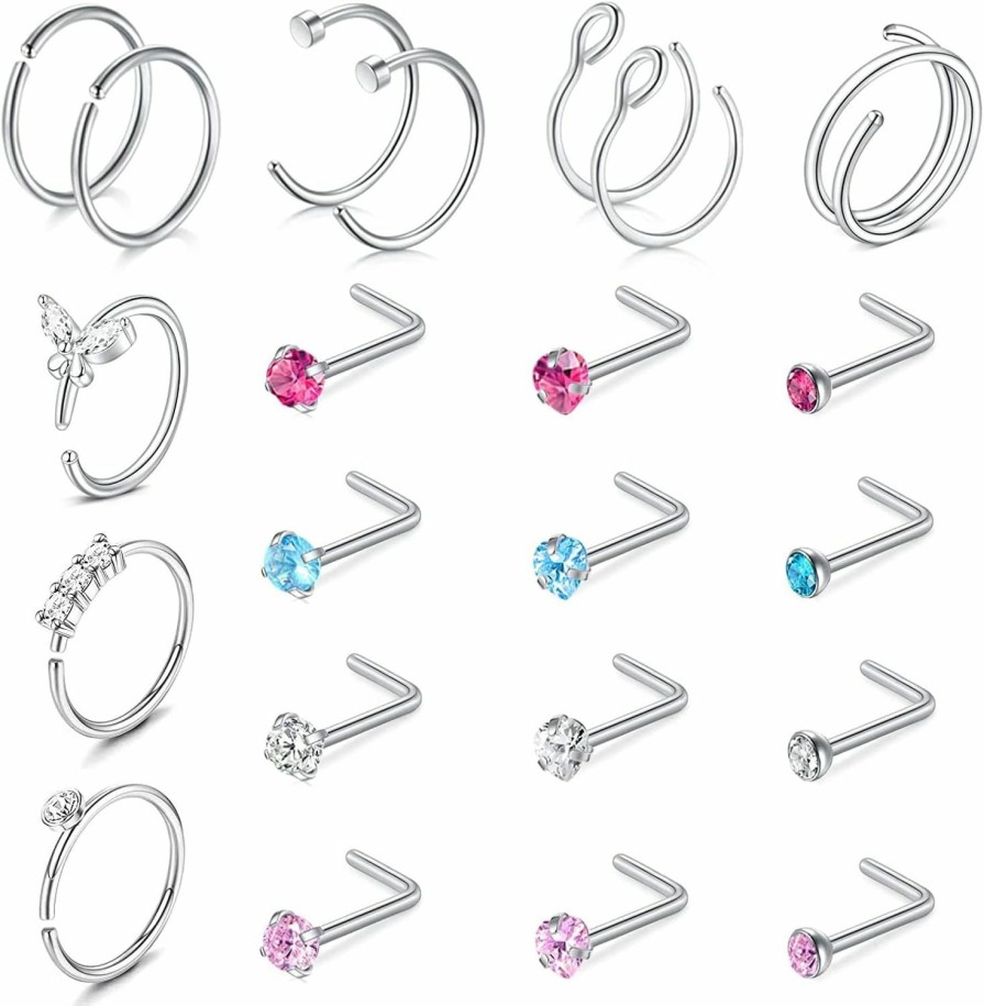 Best UBOORY Uboory Nose Rings,Nose Hoop,Nose Piercing Jewelry,Nose Rings Hoops,Nose Stud,Nose Jewelry,Silver Nose Ring,Hoop Nose Rings For Women,Men