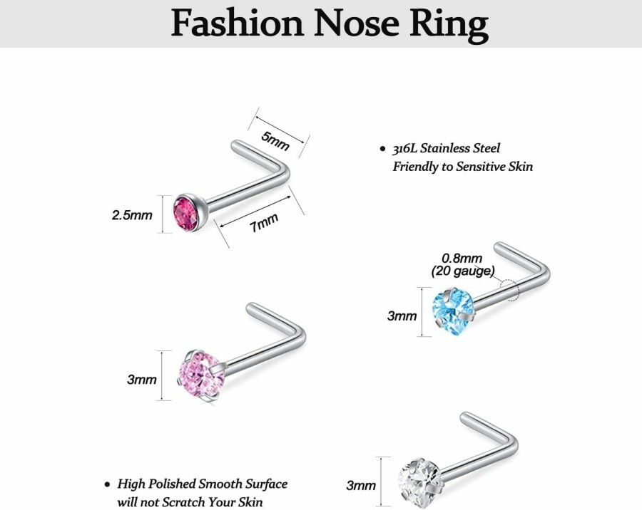 Best UBOORY Uboory Nose Rings,Nose Hoop,Nose Piercing Jewelry,Nose Rings Hoops,Nose Stud,Nose Jewelry,Silver Nose Ring,Hoop Nose Rings For Women,Men