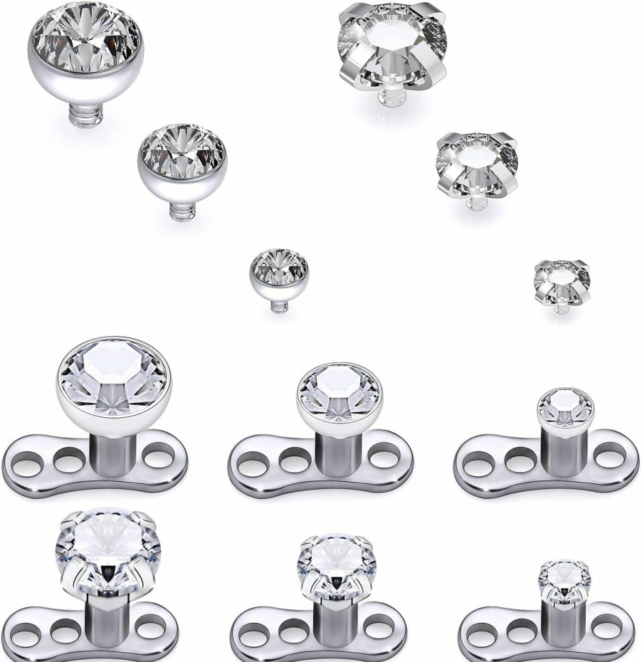 Online Xwnskvvz Xwnskvvz G23 Titanium Dermal Tops And Dermal Base Internally Threaded Micro Dermal Anchor Top Crystal Dermal Jewelry Surface Skin Piercing Jewelry For Women Men