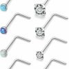 Clearance Lsnevsie Lsnevsie 18G 20G 22G Titanium Opal Nose Rings Studs For Women Men Nose Piercing Jewelry Top Diamond 1.5Mm 2Mm 2.5Mm 3Mm