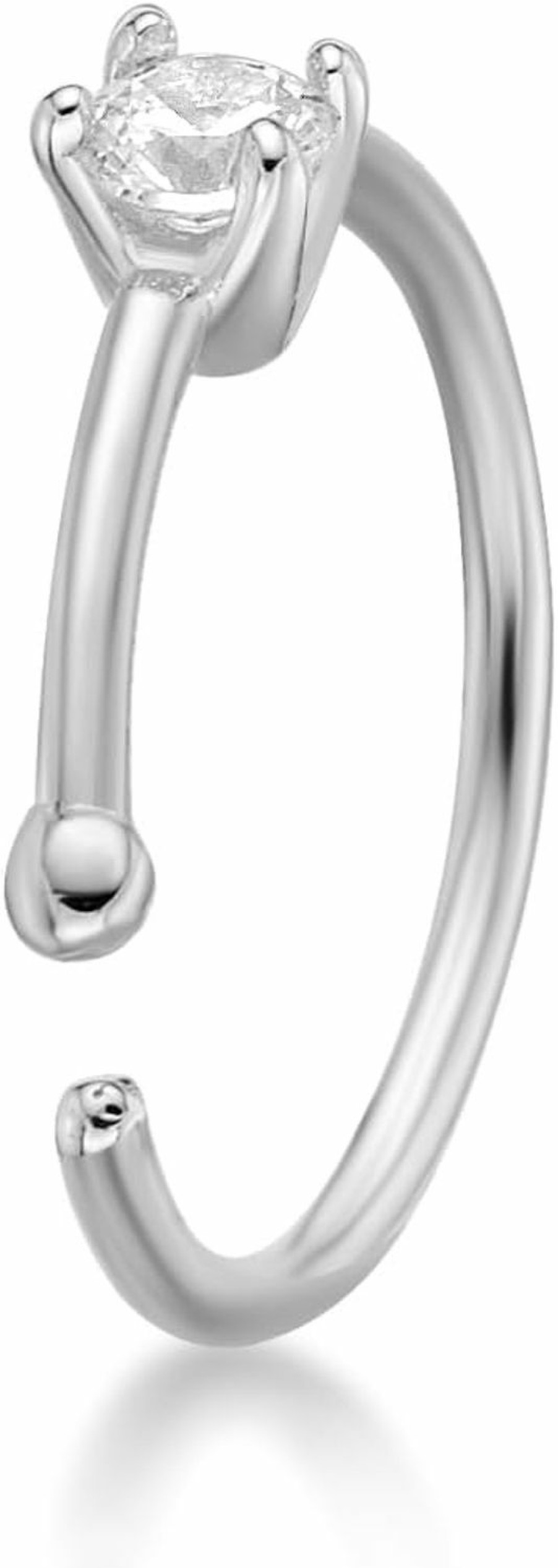 Online Lavari Jewelers Lavari Jewelers 22 Gauge Cubic Zirconia Open Hoop Nose Ring For Women In 14K White Or Yellow Gold 5/16 Inches 2 Mm 22G