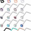 Online Hoeudjo Hoeudjo 18G Opal Nose Rings Surgical Steel Nose Ring Studs Heart Cz Inlaid Piercing Jewelry For Women Men Girls 16-20 Pieces