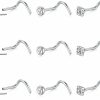 New Mayhoop Mayhoop 20G Stainless Steel Nose Rings Nose Studs L Shape Nose Rings Studs Nose Screw Bone Diamond Heart Corkscrew Nose Ring Nostril Nose Piercing Jewelry For Women Men