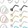 New Uzgtvy Uzgtvy 18G 20G Nose Rings Hoop And Nose Cuff 316L Stainless Steel Nose Ring Hoop Piercing Jewelry For Women Men 2Mm 23Pcs