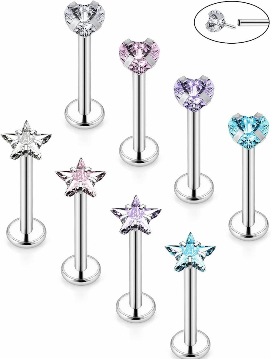 Best Kridzisw Kridzisw Push In Theardless Nose Rings Studs 22G 20G 18G Surgical Steel Opal Cubic Zirconia Nose Nostril Piercing Jewelry For Women Men Girls