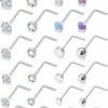 Clearance Eakxnig Eakxnig Surgical Steel Nose Rings Studs Opal And Cz Diamond Studs For Women Men Nose Piercing Jewelry, Mixed Sizes 18G 20G Straight L Screw Nose Rings In 1.5Mm 2Mm 2.5Mm 3Mm 3.5Mm 4Mm