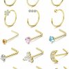 Online VALDEAS Valdeas 14K Gold Filled Nose Rings For Women 20G 12-15Pcs Nose Stud Piercings Jewelry Gold Nose Rings Small Hoops Stainless Steel Nose Ring Set L Nose Rings Studs Screw For Men Nostril Piercing