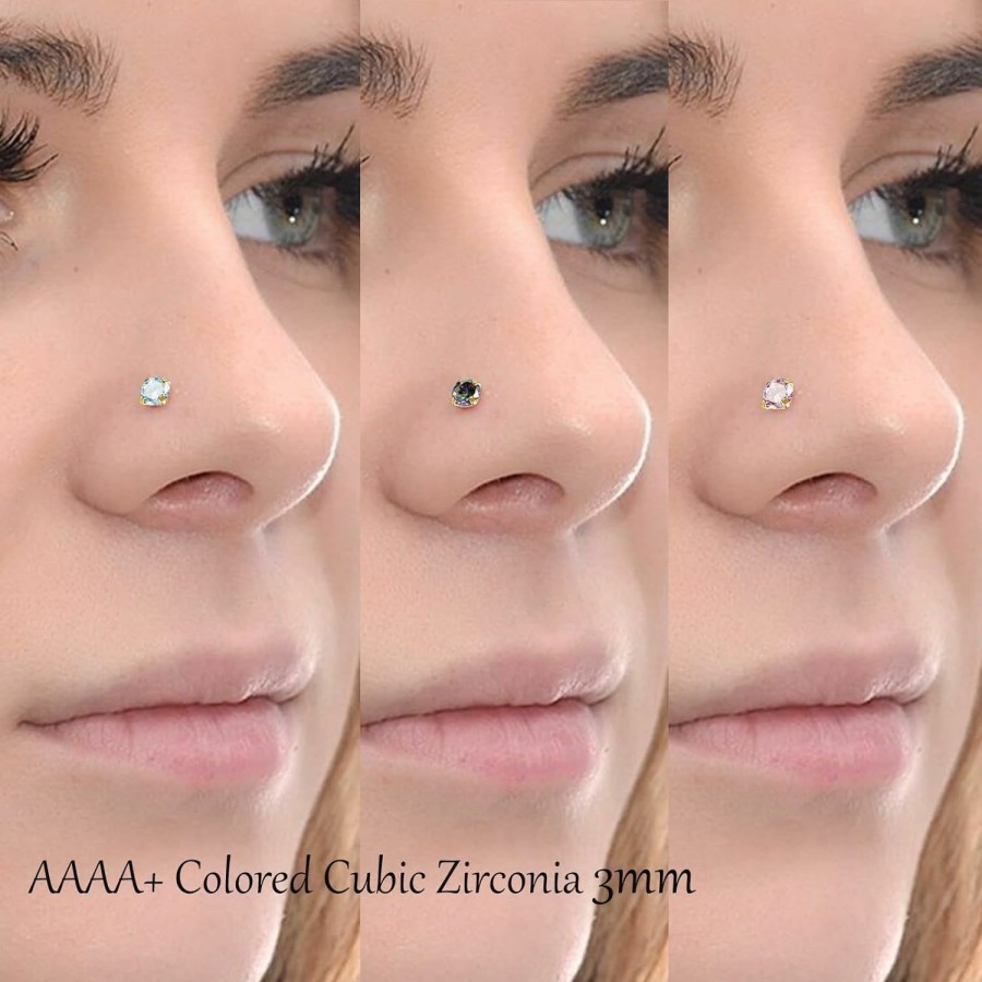 Best DAILI Daili 17Pcs Gold 20G Nose Rings Studs: 316L Surgical Stainless Steel Nose Rings L Shaped Nose Studs Hypoallergenic Cz Nose Piercings Jewelry Set For Women Men 8/10/12Mm Cubic Zirconia Nose Stud 3Mm