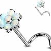 Best OUFER Oufer 20G Nose Screw Studs, Flower Designed Clear Cz Paved Push-In Nose Rings, G23 Solid Titanium Nose Studs, Nostril Piercing Jewelry For Women And Men