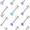 Best Vsnnsns Vsnnsns 18G 20G Threadless Push In Nose Rings For Women 316L Surgical Stainless Steel L Shaped Nose Studs Screw Bone Nose Rings Piercings Opal Nostril Piercing Diamond Cz 1.5Mm 2Mm 2.5Mm 3Mm Silver