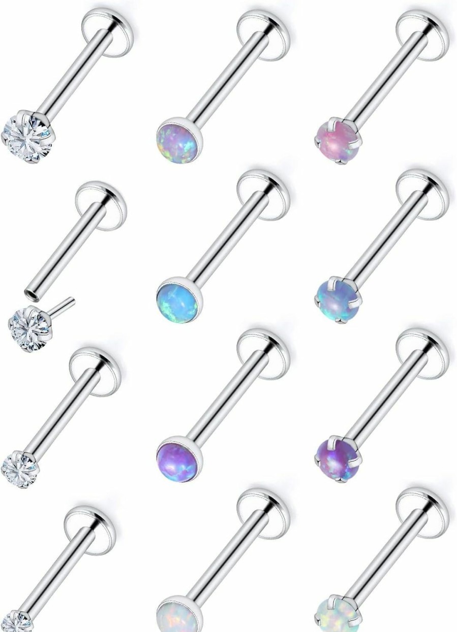 Best Vsnnsns Vsnnsns 18G 20G Threadless Push In Nose Rings For Women 316L Surgical Stainless Steel L Shaped Nose Studs Screw Bone Nose Rings Piercings Opal Nostril Piercing Diamond Cz 1.5Mm 2Mm 2.5Mm 3Mm Silver