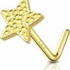 Clearance Mooncrush Jewelry 14K Real Gold Nose Stud Star 20G Gold Nose Rings Stud 14K Gold Screw Nose Rings 7Mm 14K Gold Nose Piercing Jewelry Hypoallergenic