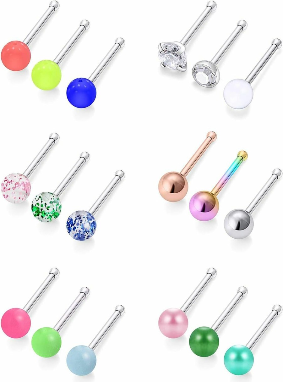 Best Cisyozi Cisyozi 18G Glow In The Drak Nose Stud Surgical Steel Pearl Nose Ring Straight Big Plastic Balls Nose Pin Bone Body Piercing Jewelry For Women Men 3Mm Balls