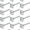 Best Uzgtvy Uzgtvy 18G 20G 22G Nose Rings Studs With Cubic Zirconia 316L Surgical Steel Straight Screw L Shaped Nose Studs Piercing Jewelry For Women Men Girl Cz 1.5Mm 2Mm 2.5Mm 3Mm 20Pcs