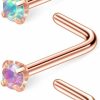 Best Ruifan Ruifan 20G 316L Surgical Steel 2Mm Opal Nose Rings Studs L-Shape Ring Body Piercing Jewelry 1-3Pcs